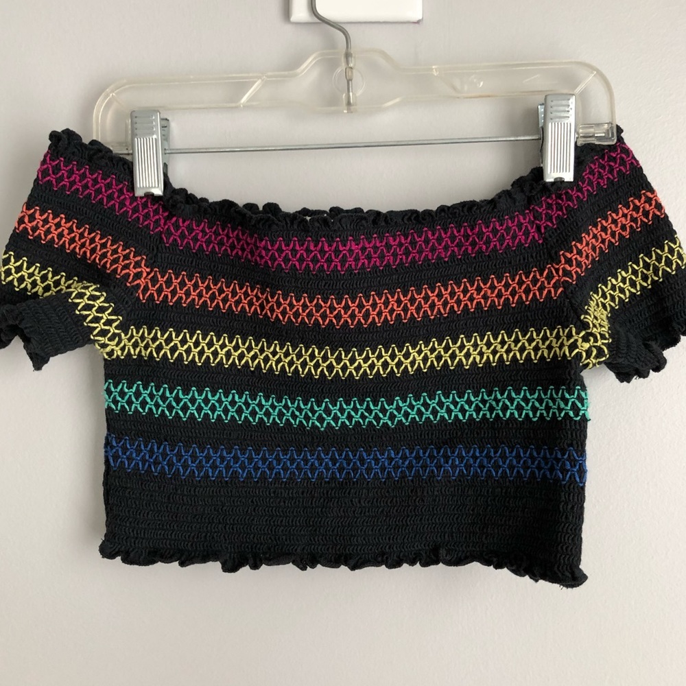 🌈 Striped Off the Shoulder Crop - Size S/M 🌈